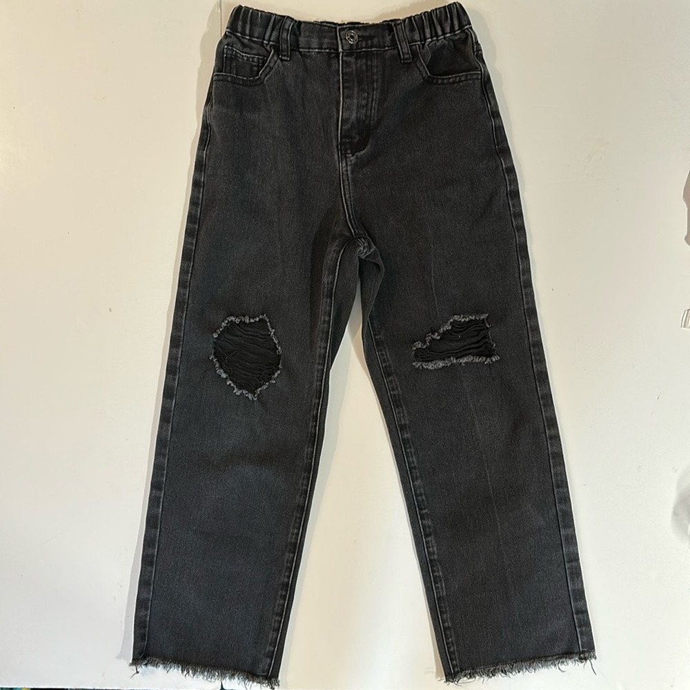 Shein girls black distressed jeans size 10/11 youth